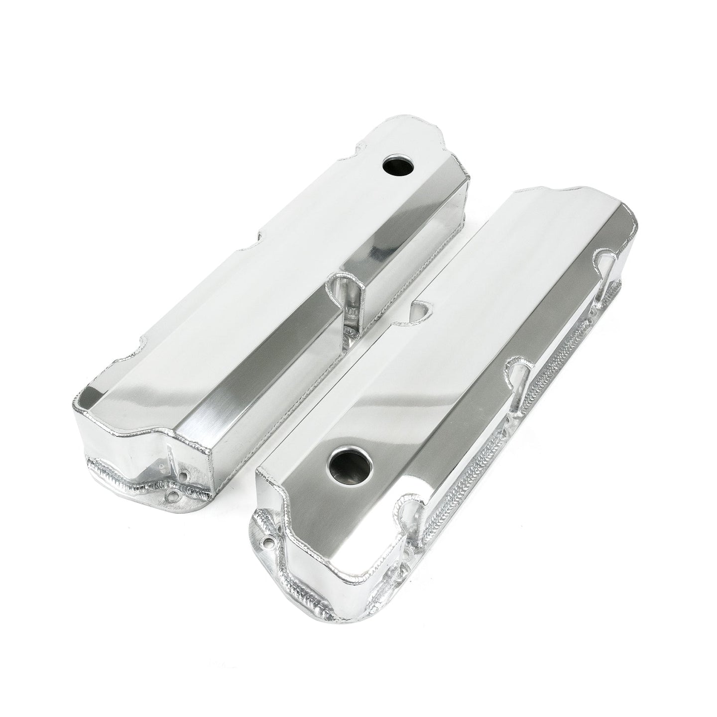 TSP Valve Covers; Fab. Alum.; Short Bolt With Holes SBF; Polished Top Street Performance