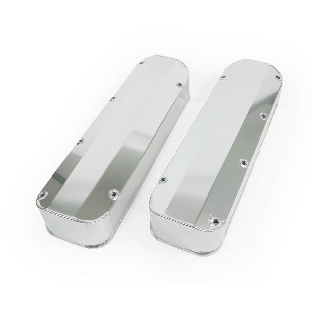 TSP Valve Covers; Fab. Alum.; Long Bolt Wthout Holes BBF; Clear Anodized Top Street Performance