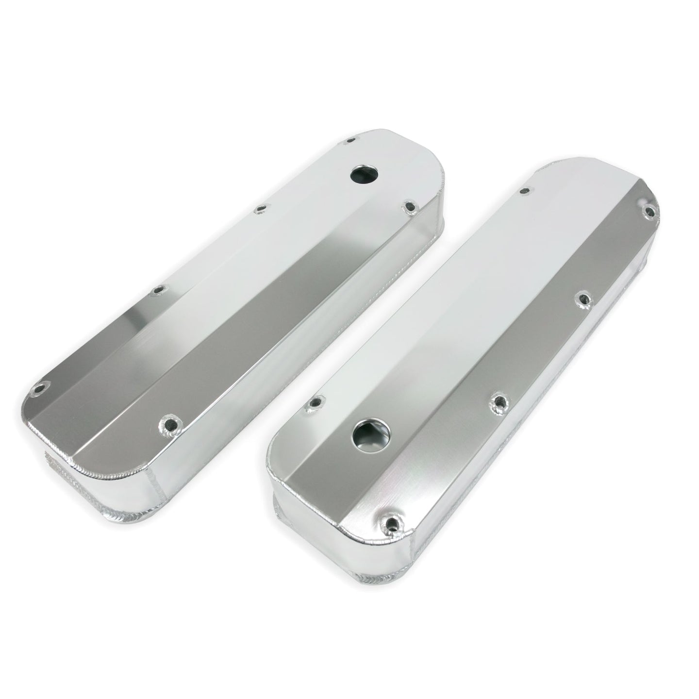 TSP Valve Covers; Fab. Alum.; Long Bolt With Holes BBF; Clear Anodized Top Street Performance