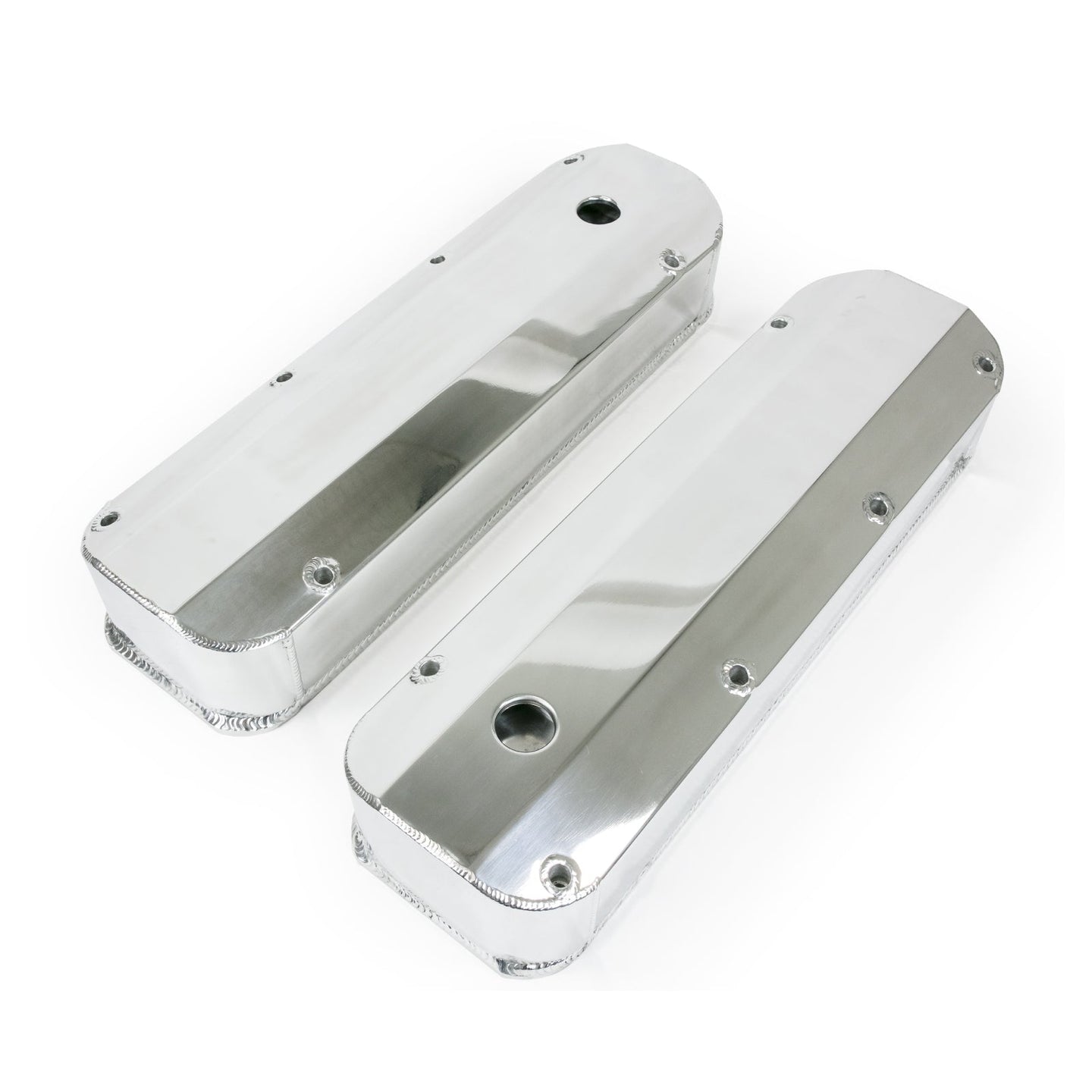TSP Valve Covers; Fab. Alum.; Long Bolt With Holes BBF; Polished Top Street Performance