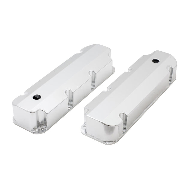 TSP Valve Covers; Fab. Alum.; Short Bolt With Holes BBF; Clear Anodized Top Street Performance