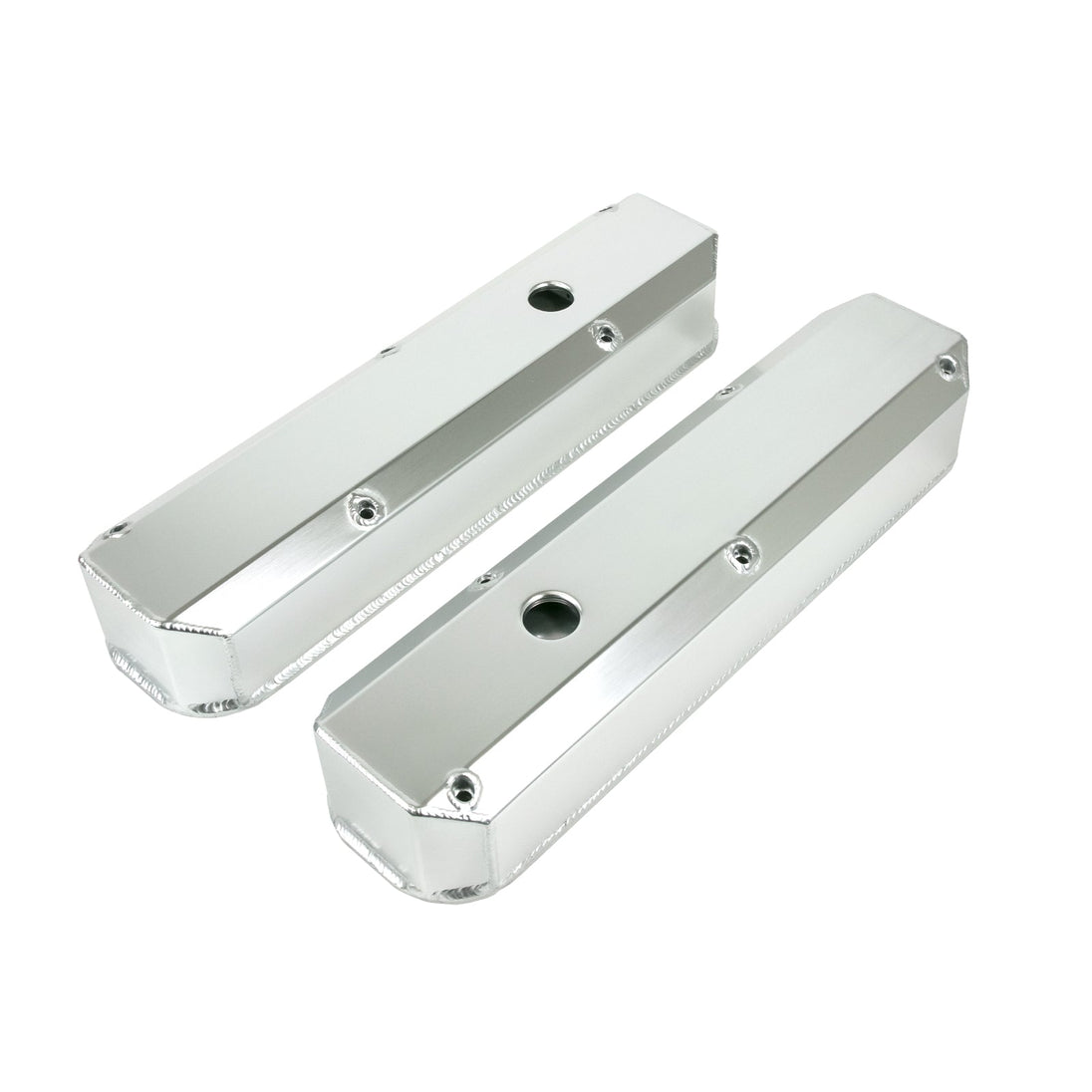 TSP Valve Covers; Fab. Alum.; Long Bolt With Holes Chrysler SB; Clear Anodized Top Street Performance