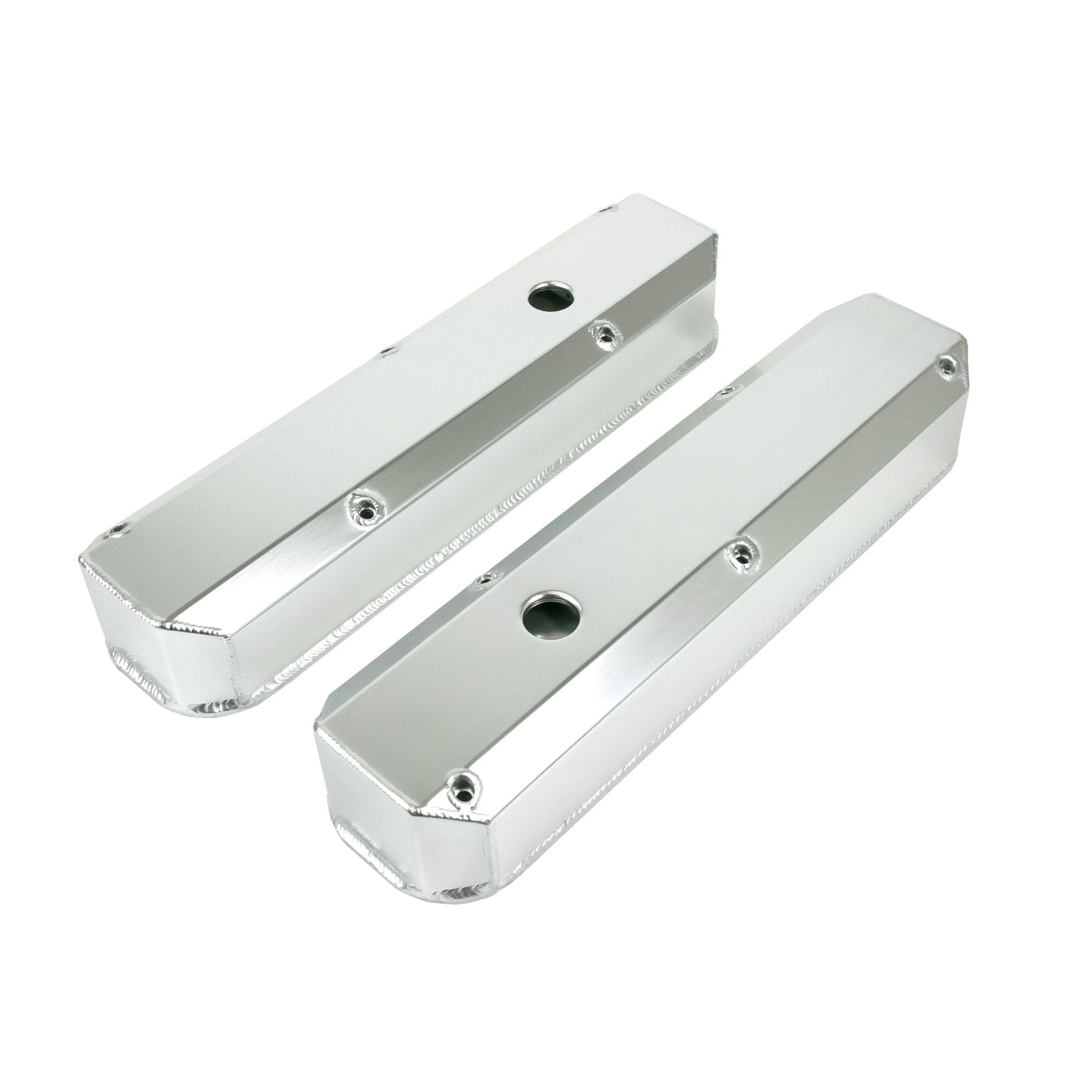 TSP Valve Covers; Fab. Alum.; Long Bolt With Holes Chrysler SB; Clear Anodized Top Street Performance