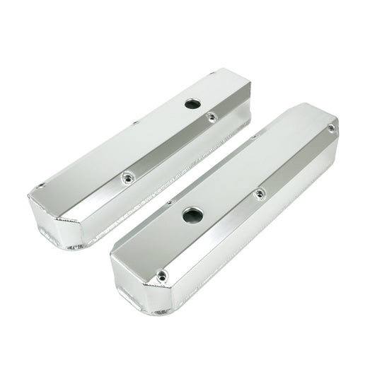 TSP Valve Covers; Fab. Alum.; Long Bolt With Holes Chrysler SB; Clear Anodized Top Street Performance