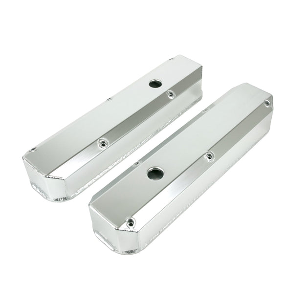 TSP Valve Covers; Fab. Alum.; Long Bolt With Holes Chrysler SB; Clear Anodized Top Street Performance