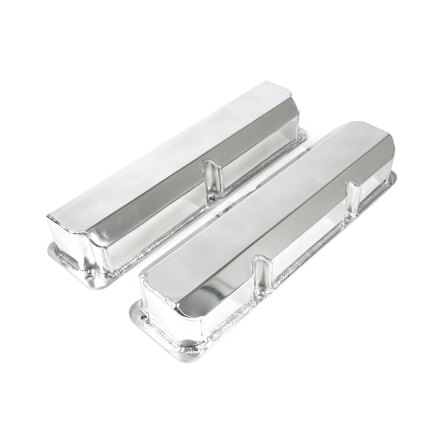 TSP Valve Covers; Fab. Alum.; Short Bolt Wthout Holes Ford FE; Clear Anodized Top Street Performance