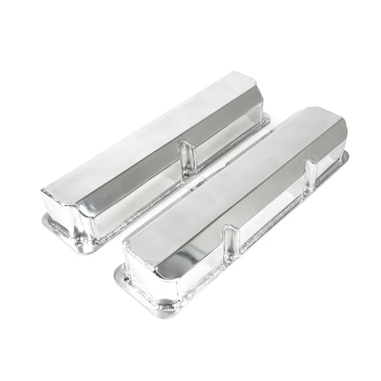 TSP Valve Covers; Fab. Alum.; Short Bolt Wthout Holes Ford FE; Polished Top Street Performance
