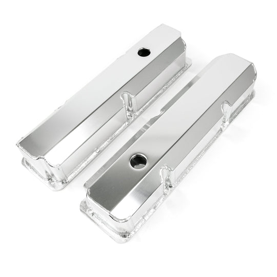 TSP Valve Covers; Fab. Alum.; Short Bolt With Holes Ford FE; Clear Anodized Top Street Performance