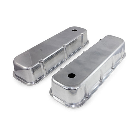 TSP Valve Covers; Cast Alum.; Smooth; Short Bolt With Holes; BBC; Polished Top Street Performance