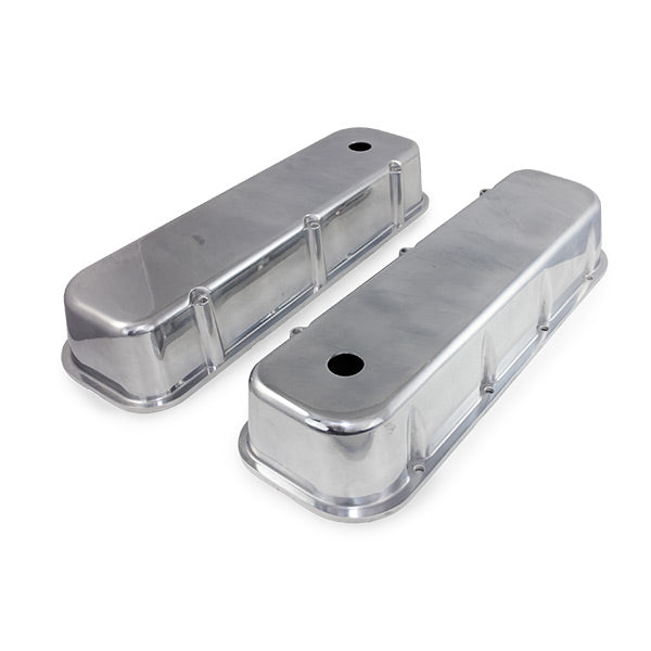 TSP Valve Covers; Cast Alum.; Smooth; Short Bolt With Holes; BBC; Polished Top Street Performance