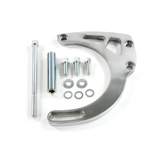 TSP Alternator 10SI Bracket; Aluminum SBC Mid-mount Long Water Pump; Polished Top Street Performance
