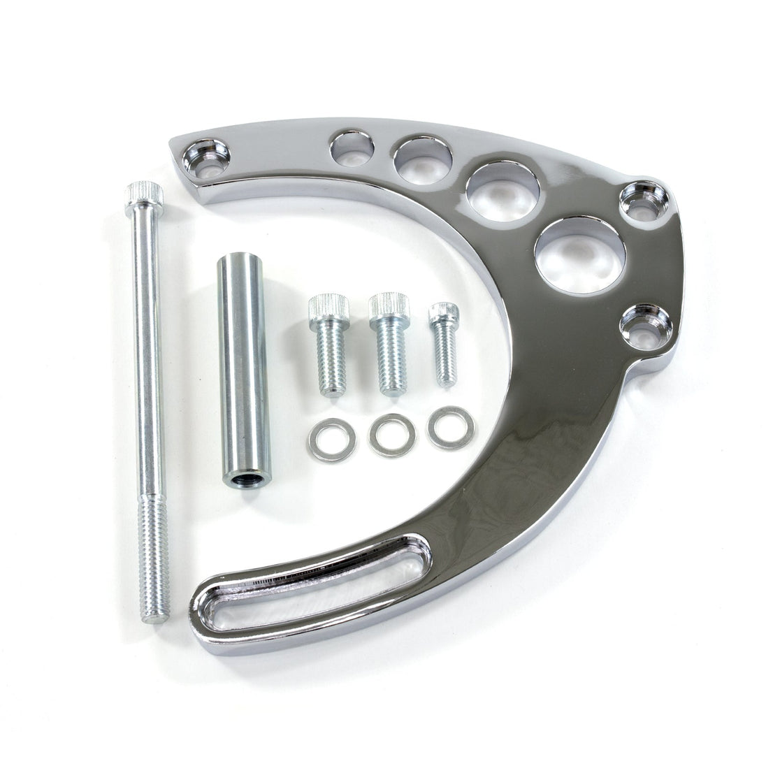 TSP Alternator 10SI Bracket; Aluminum BBC Mid-mount Long Water Pump; Chrome Top Street Performance