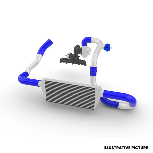 VW GOLF 1.8 20V TRANSVERSAL FRONT MOUNT INTERCOOLER KIT FOR TMA06 - BLUE HOSES SPA TURBO USA