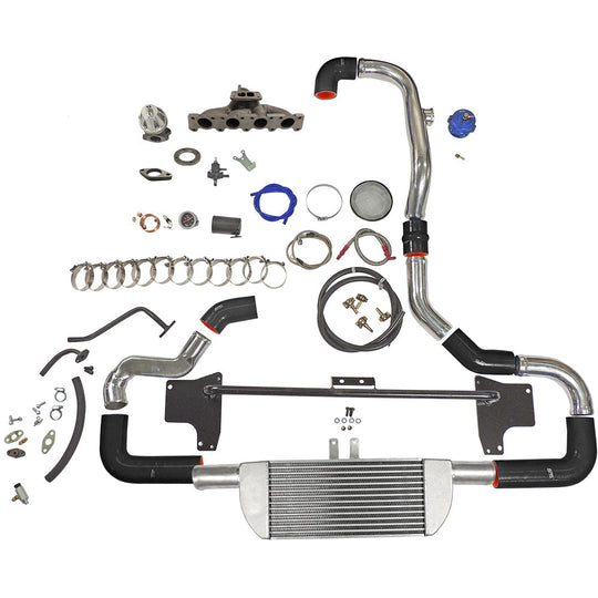 TWIN SCROLL TOP MOUNT TMA06 TURBO KIT + FRONT MOUNT INTERCOOLER VW 1.8 20V TRANSVERSAL, BLACK HOSES, TURBO NOT INCLUDED SPA TURBO USA