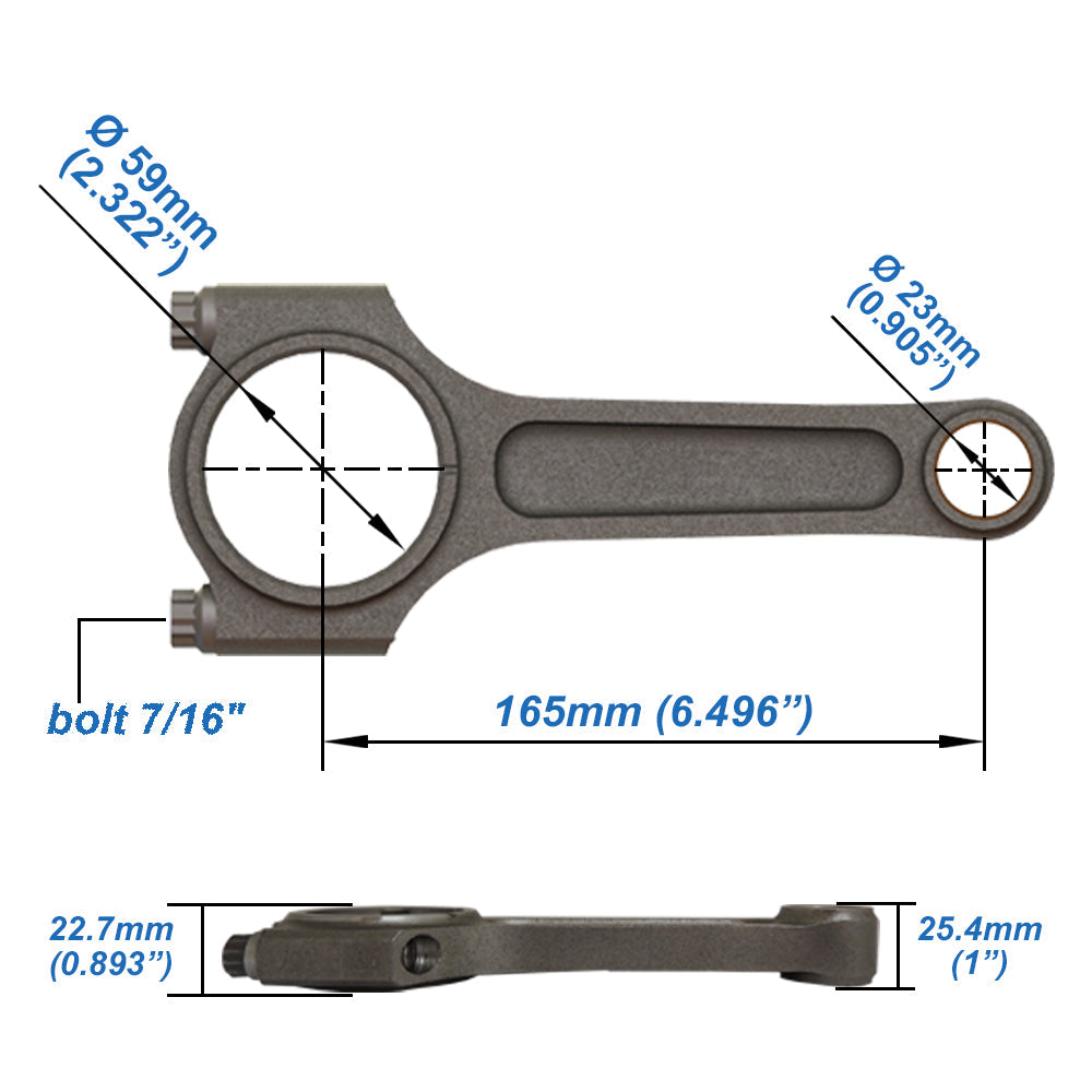 VR38DETT For GTR R35 6.496" 165mm x 23mm Super A forged con rod set with 7/16" bolts SPA TURBO USA