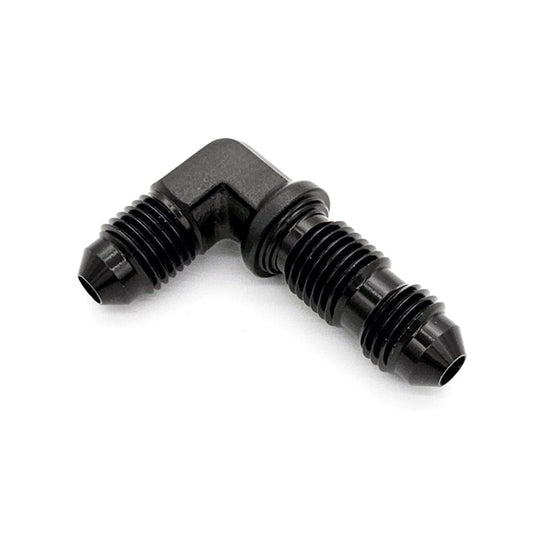 -3AN 90° Male AN Flare Bulkhead Adapter, Black Hard Anodized Aluminum Ace Race Parts