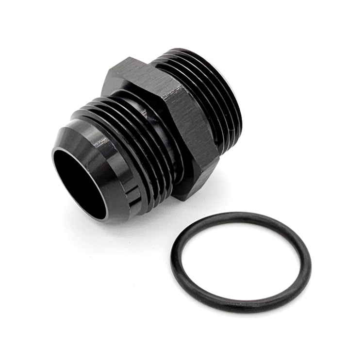 -8AN Male AN Flare to -8AN Male ORB Straight Adapter, Black Hard Anodized Ace Race Parts