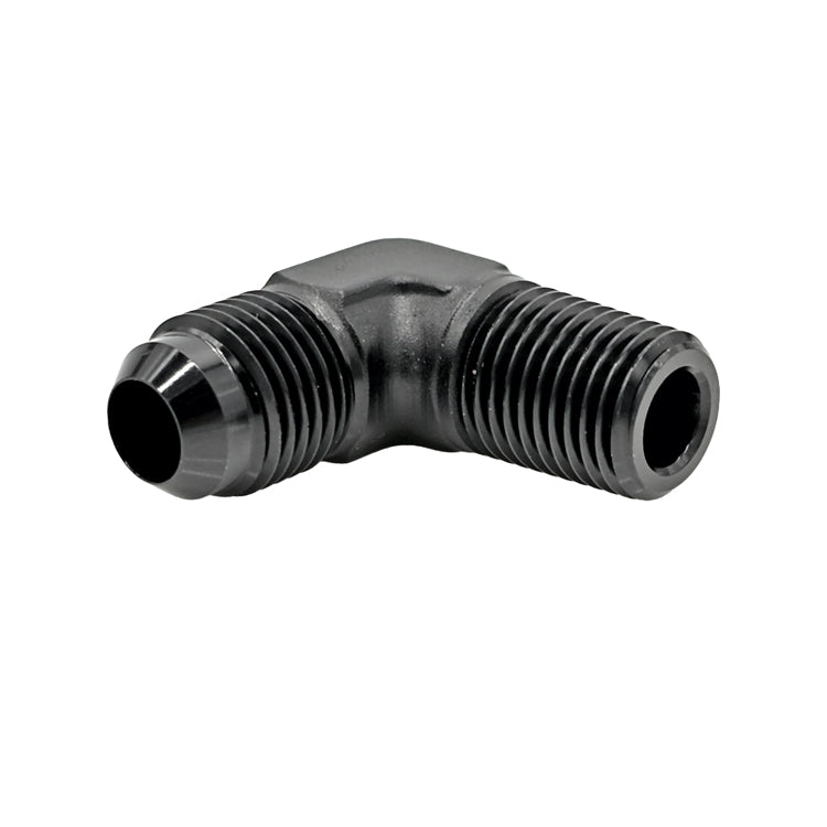 -8AN Male AN Flare to 1/2" Male NPT 90° Adapter, Black Hard Anodized Ace Race Parts