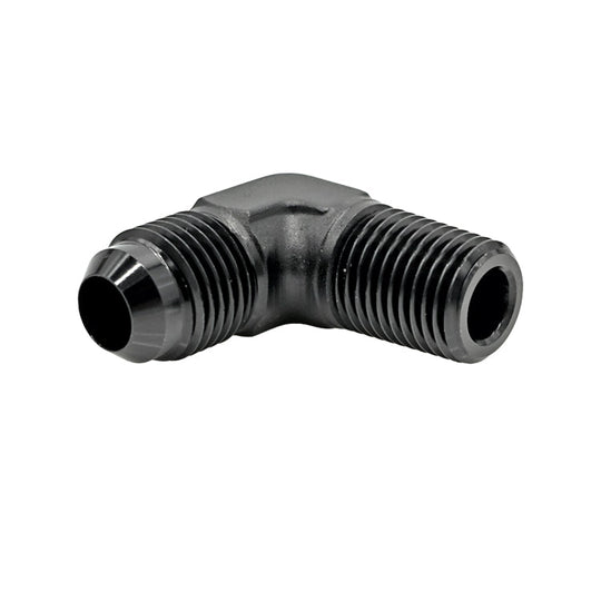 -10AN Male AN Flare to 1/2" Male NPT 90° Adapter, Black Hard Anodized Ace Race Parts