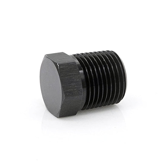 1/4" Male NPT Hex Plug, 6061 Aluminum, Black Hard Anodized Ace Race Parts