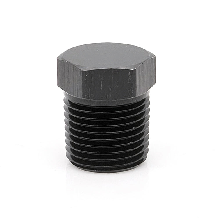 1/2" Male NPT Hex Plug, 6061 Aluminum, Black Hard Anodized Ace Race Parts