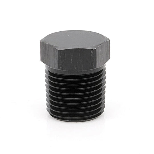 1/4" Male NPT Hex Plug, 6061 Aluminum, Black Hard Anodized Ace Race Parts