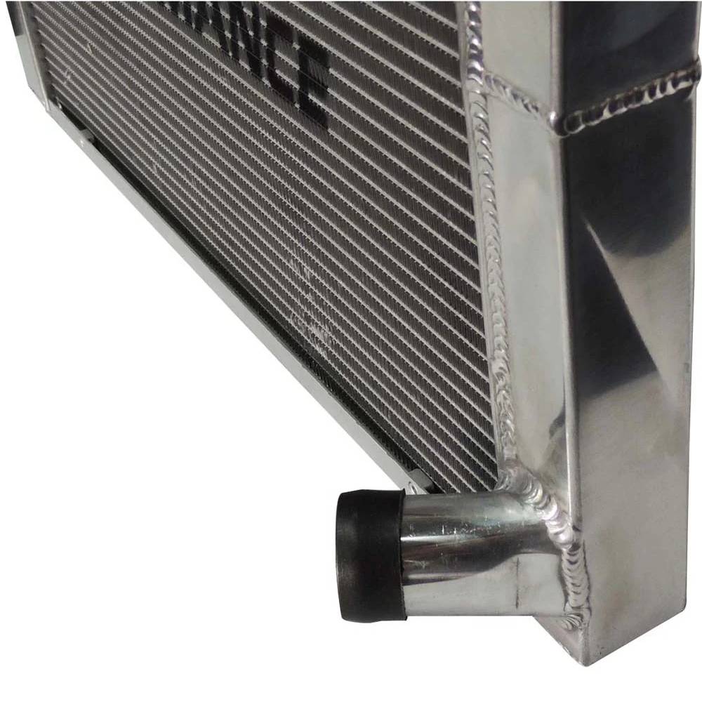 Lightweight Late Model Radiator - Double Pass - 26.8" x 19.6" + Power Steering Tank Firewall Mount (Right Inlet) - Black Cap SPA TURBO USA