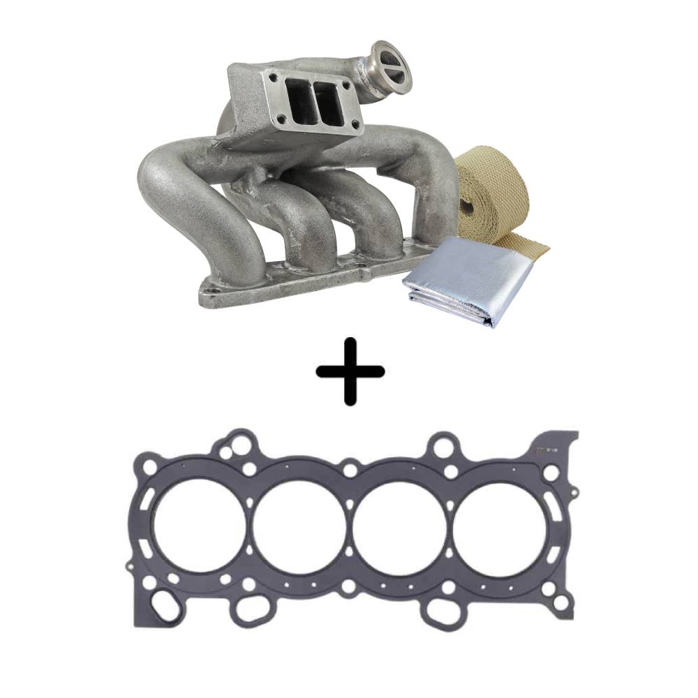 8th gen Honda Civic SI (K20 engine) TWIN SCROLL CAST TURBO MANIFOLD V-BAND WASTEGATE + .030" MLS CYLINDER HEAD GASKET, 87MM BORE SPA TURBO USA