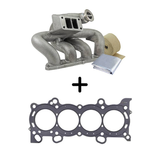 8th gen Honda Civic SI (K20 engine) TWIN SCROLL CAST TURBO MANIFOLD V-BAND WASTEGATE + .030" MLS CYLINDER HEAD GASKET, 87MM BORE SPA TURBO USA