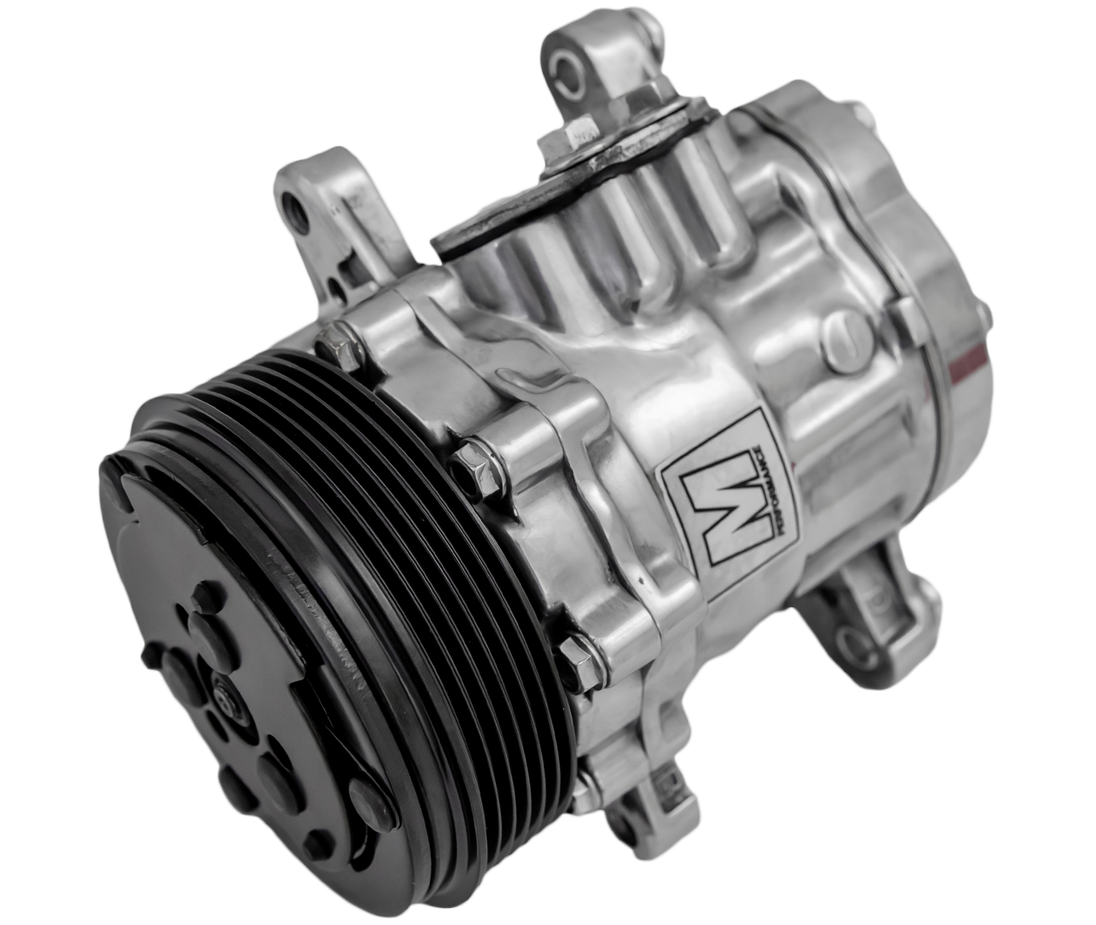 March Ultra Series Sanden 7176 AC Compressor  Polished  6 Rib Serpentine Clutch - DFW Speed Syndicate
