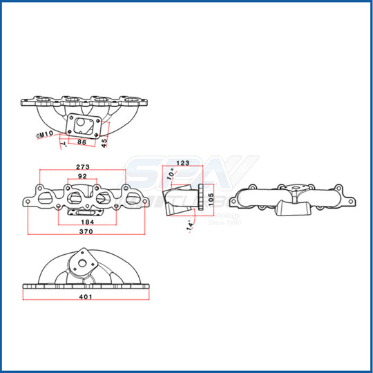 Focus SVT / Escort Zetec 1.8L 2.0L T3 turbo manifold + Adapter SPA TURBO USA