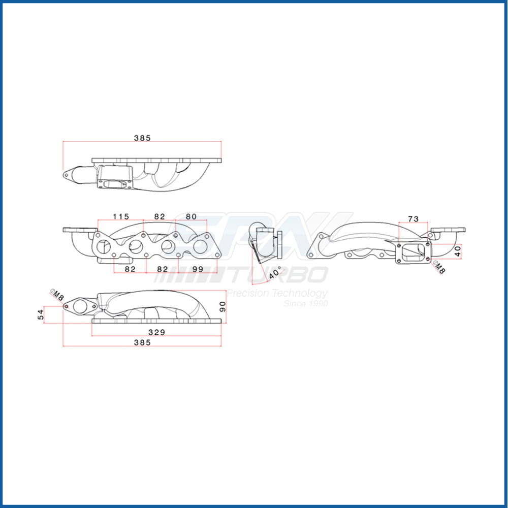 VW Polo 6N2 / 1.4L / 1.6L / 8V AUD AKK T25 turbo manifold w/ external WG SPA TURBO USA