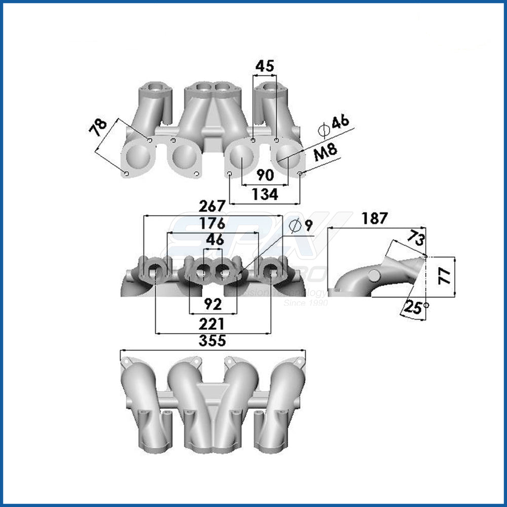 VW MKI MKII GTI 1.8L 2.0L 8v SOHC dual downdraft intake manifold SPA TURBO USA