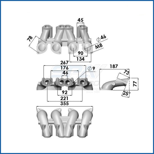 VW MKI MKII GTI 1.8L 2.0L 8v SOHC dual downdraft intake manifold SPA TURBO USA