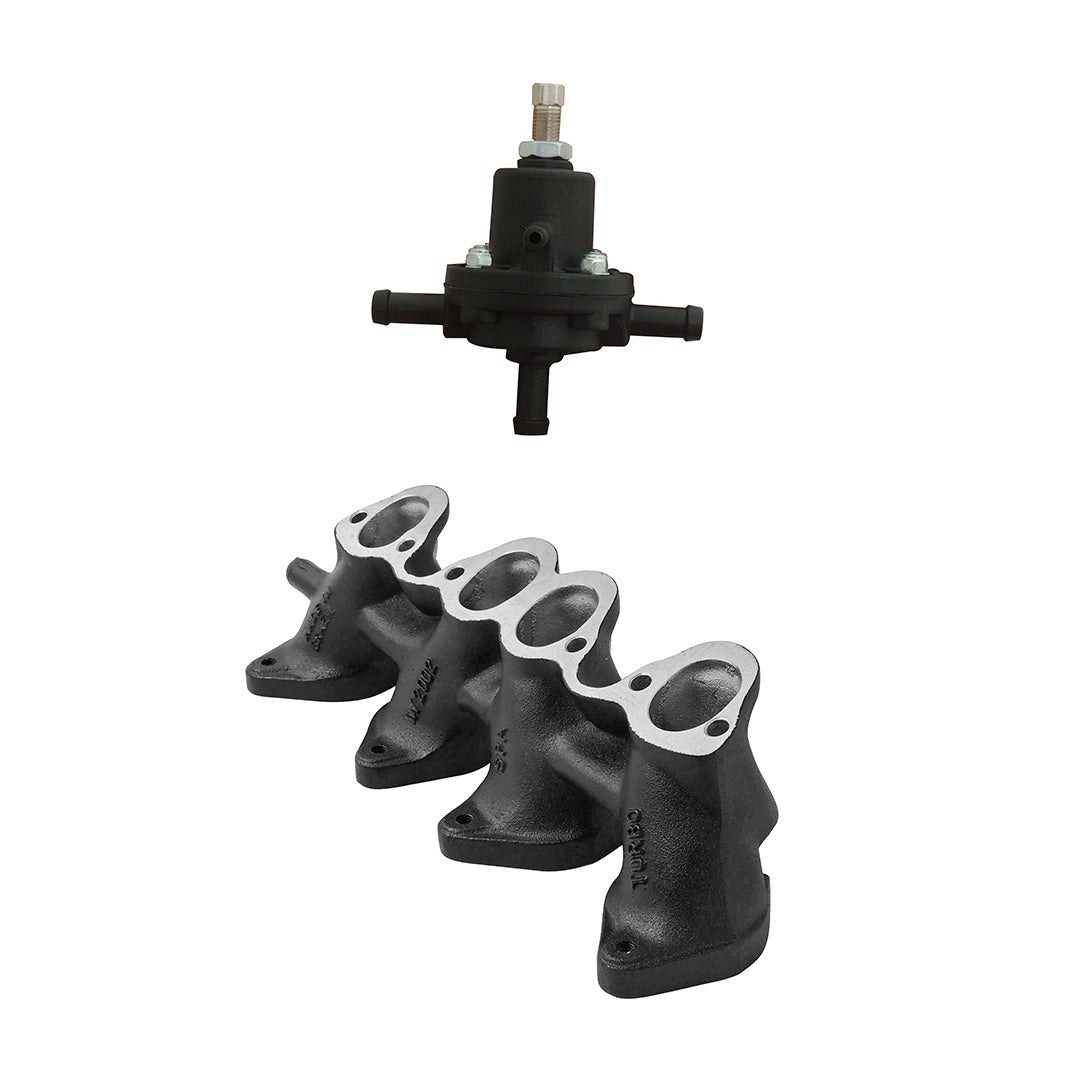 VW MKI MKII GTI 1.8L 2.0L 8v SOHC dual sidedraft intake manifold - Black + 0-30 PSI Fuel pressure regulator SPA TURBO USA