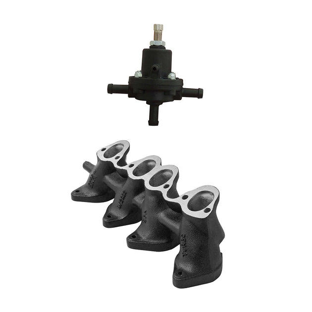 VW MKI MKII GTI 1.8L 2.0L 8v SOHC dual sidedraft intake manifold - Black + 0-30 PSI Fuel pressure regulator SPA TURBO USA