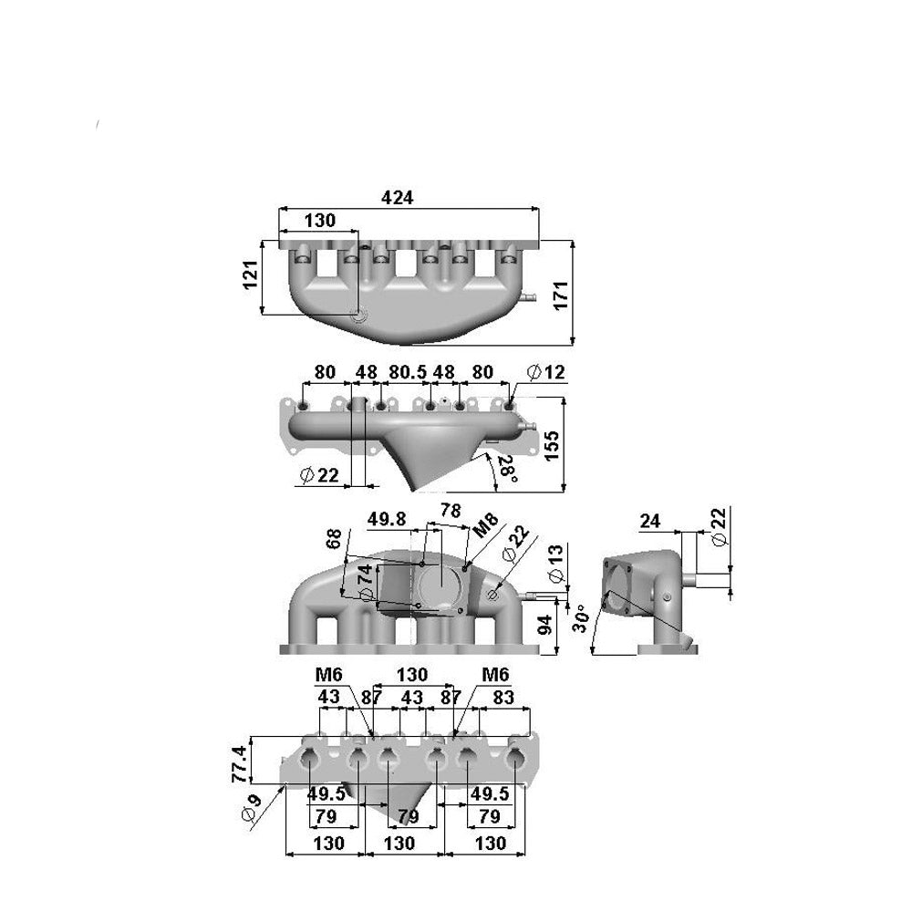 VW VR6 12V Short Runner Induction Intake Manifold + OBD2 Flange - PRE SALE SPA TURBO USA