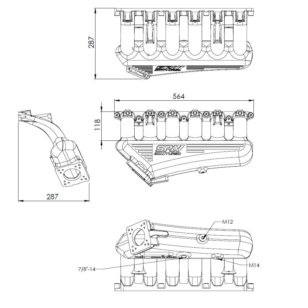 TWIN SCROLL TOP MOUNT CAST TURBO MANIFOLD V-BAND WASTEGATE + CAST ALUMINUM INTAKE MANIFOLD OEM THROTTLE for BMW E36 325 328 M3 (M50/M52/M54) SPA TURBO USA