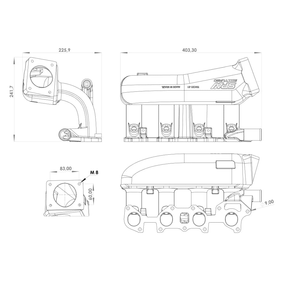 INTAKE MANIFOLD CHEVY CHEVETTE / PONTIAC T1000 / ACADIAN 1.4 / 1.6L TOWARD FRONT THROTTLE SPA TURBO USA