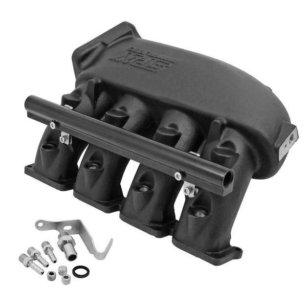Cast Aluminum Intake Manifold for transverse VW/AUDI 1.8T with 4 injectors Fuel Rail Kit (left side without throttle bolt holes) - Black SPA TURBO USA