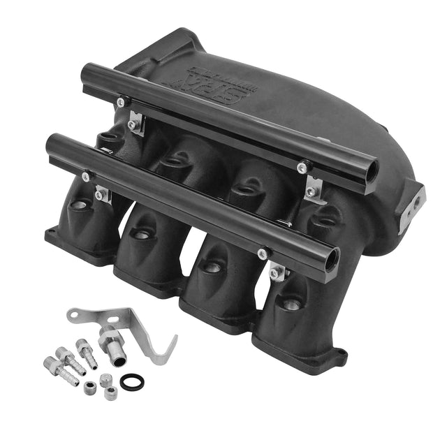 Cast Aluminum Intake Manifold for transverse VW/AUDI 1.8T with 8 injectors Fuel Rail Kit (left side OEM throttle) -  Black SPA TURBO USA