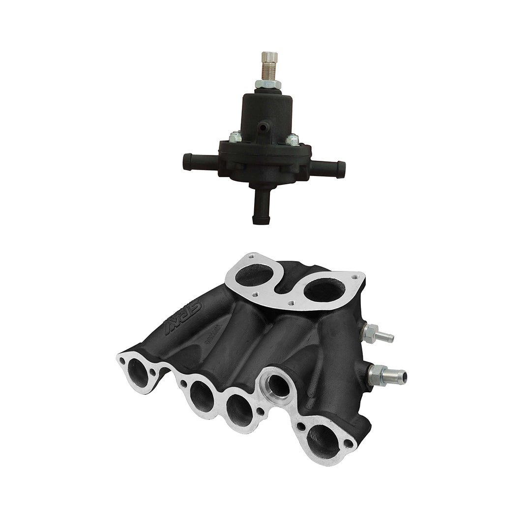 VW MKI MKII GTI 1.8L 2.0L 8V SOHC SINGLE DOWNDRAFT INTAKE MANIFOLD - BLACK + 0-30 PSI Fuel pressure regulator + Bracket SPA TURBO USA