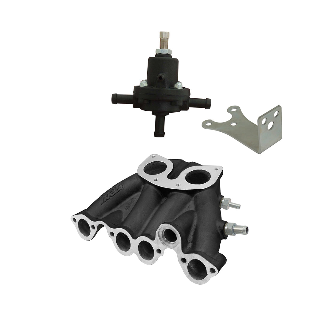 VW MKI MKII GTI 1.8L 2.0L 8V SOHC SINGLE DOWNDRAFT INTAKE MANIFOLD - BLACK + 0-30 PSI Fuel pressure regulator + Bracket SPA TURBO USA