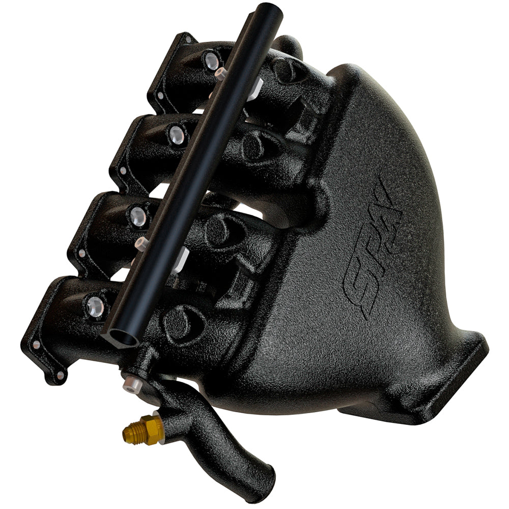 Cast Aluminum Intake Manifold for longitudinal VW/AUDI 1.8T with 4 injectors Fuel Rail Kit (OEM throttle) Black SPA TURBO USA
