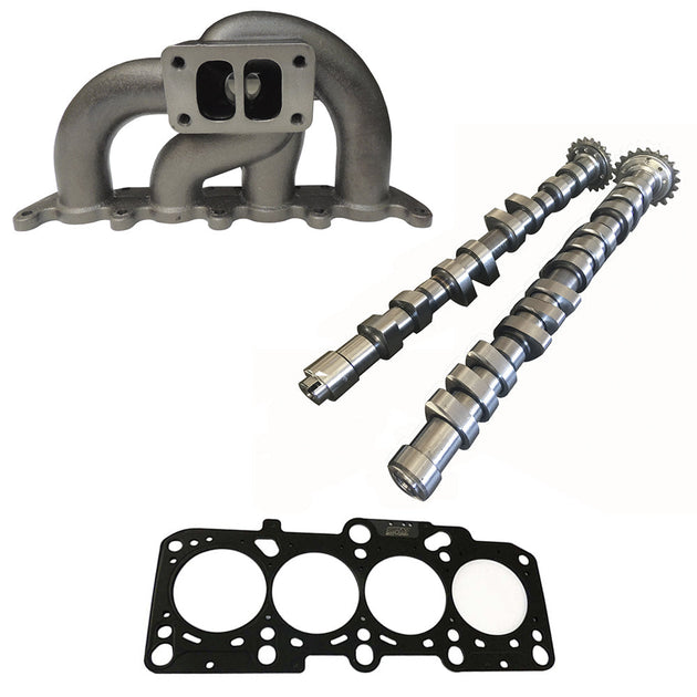 VW/AUDI 1.8L 20V transverse T3 twin scroll turbo manifold  + 252 / 260 performance camshaft set + 2.50mm decompression MLS head gasket SPA TURBO USA