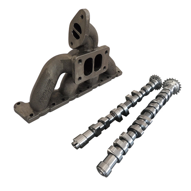 VW MKIV GTI T3 TWIN SCROLL TOP MOUNT FLANGE TURBOCHARGER EXHAUST MANIFOLD + 252 / 260 HIGH PERFORMANCE CAMSHAFT SET FOR VW/AUDI 1.8L 20V - PRE SALE SPA TURBO USA