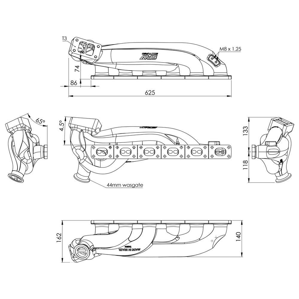 TWIN SCROLL TOP MOUNT CAST TURBO MANIFOLD V-BAND WASTEGATE + CAST ALUMINUM INTAKE MANIFOLD OEM THROTTLE for BMW E36 325 328 M3 (M50/M52/M54) SPA TURBO USA