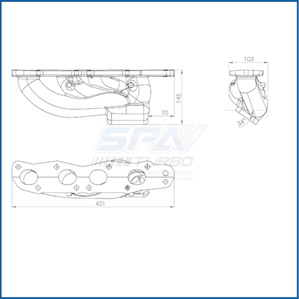 Chevy Tracker / Suzuki 2.0L J20A T3 Turbo Exhaust Manifold SPA TURBO USA