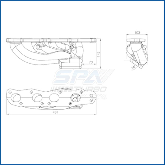 Chevy Tracker / Suzuki 2.0L J20A T3 Turbo Exhaust Manifold SPA TURBO USA