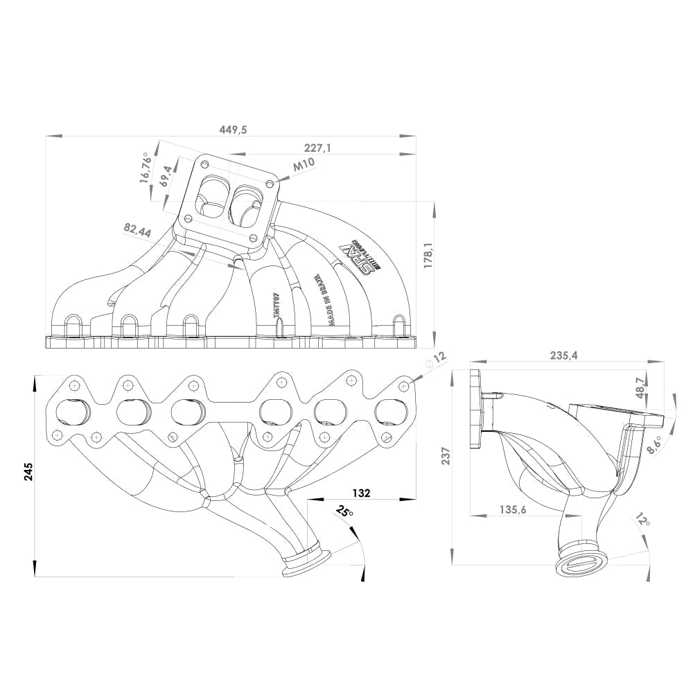 For 2JZ-GTE TOP MOUNT TWIN SCROLL TURBO MANIFOLD + INTAKE MANIFOLD SPA TURBO USA